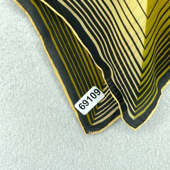 Silk Chiffon Scarf Hand Rolled Geometric Printed Wrap Square Green Black 31" Vtg - Picture 13 of 13